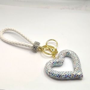 Heart-Shaped Rhinestone Keychain